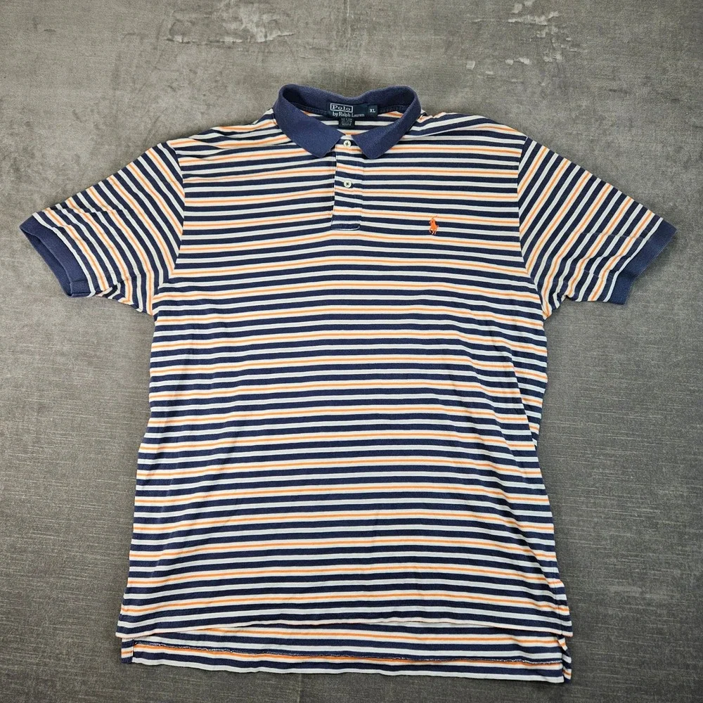 Polo Ralph Lauren Vintage Mens XL Striped Short Sleeve‎ Polo Shirt